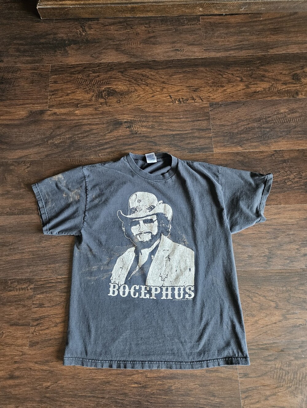 Vintage Men's L Black Cotton Hank Williams Bocephus Graphic T-Shirt 2004